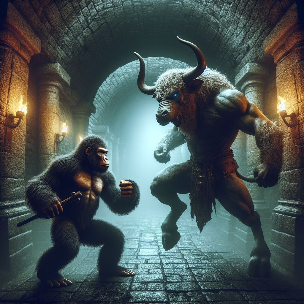 King Louie Fighting Large Minotaur.png