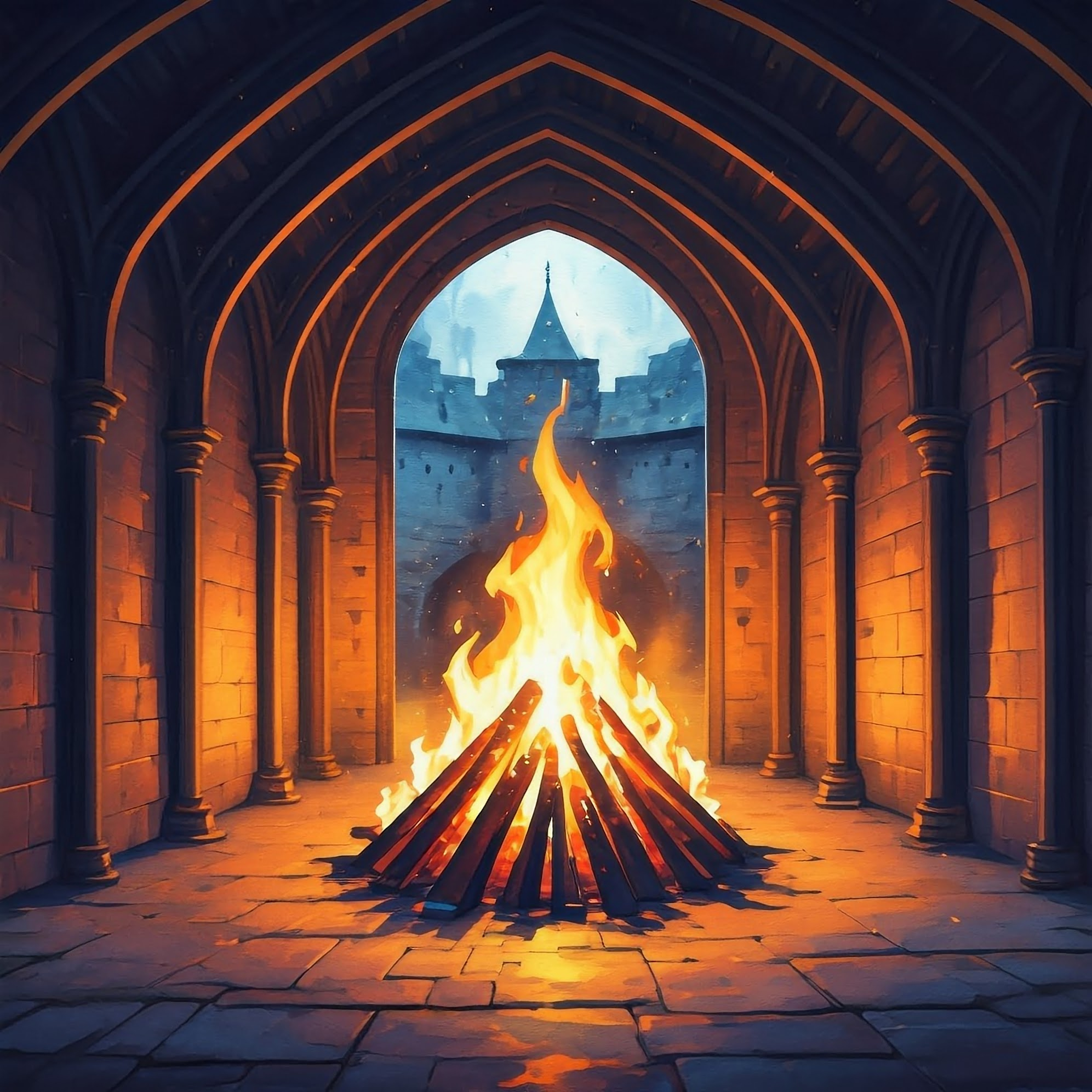 A Bonfire In a Covered Castle Courtyard.png