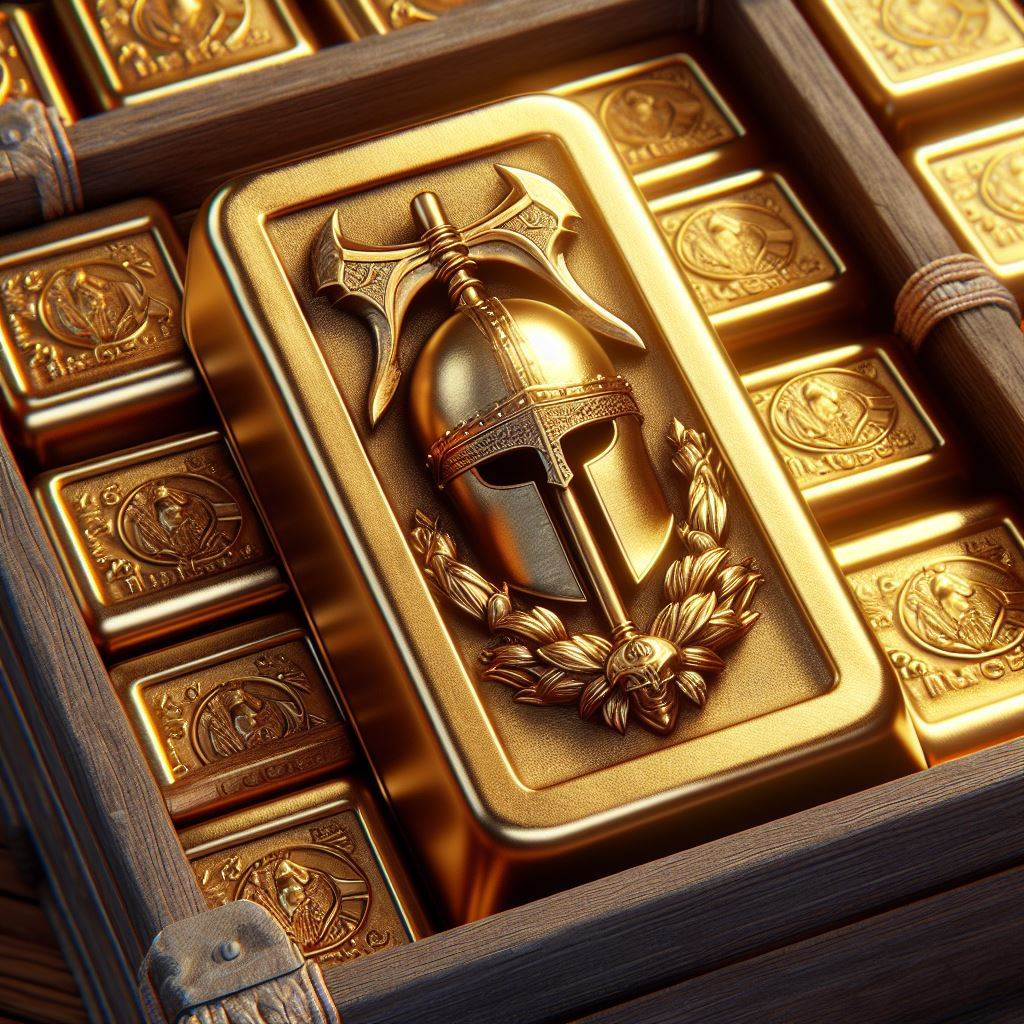 Gold Bars with Helmet and Battle Axe Insignia.png